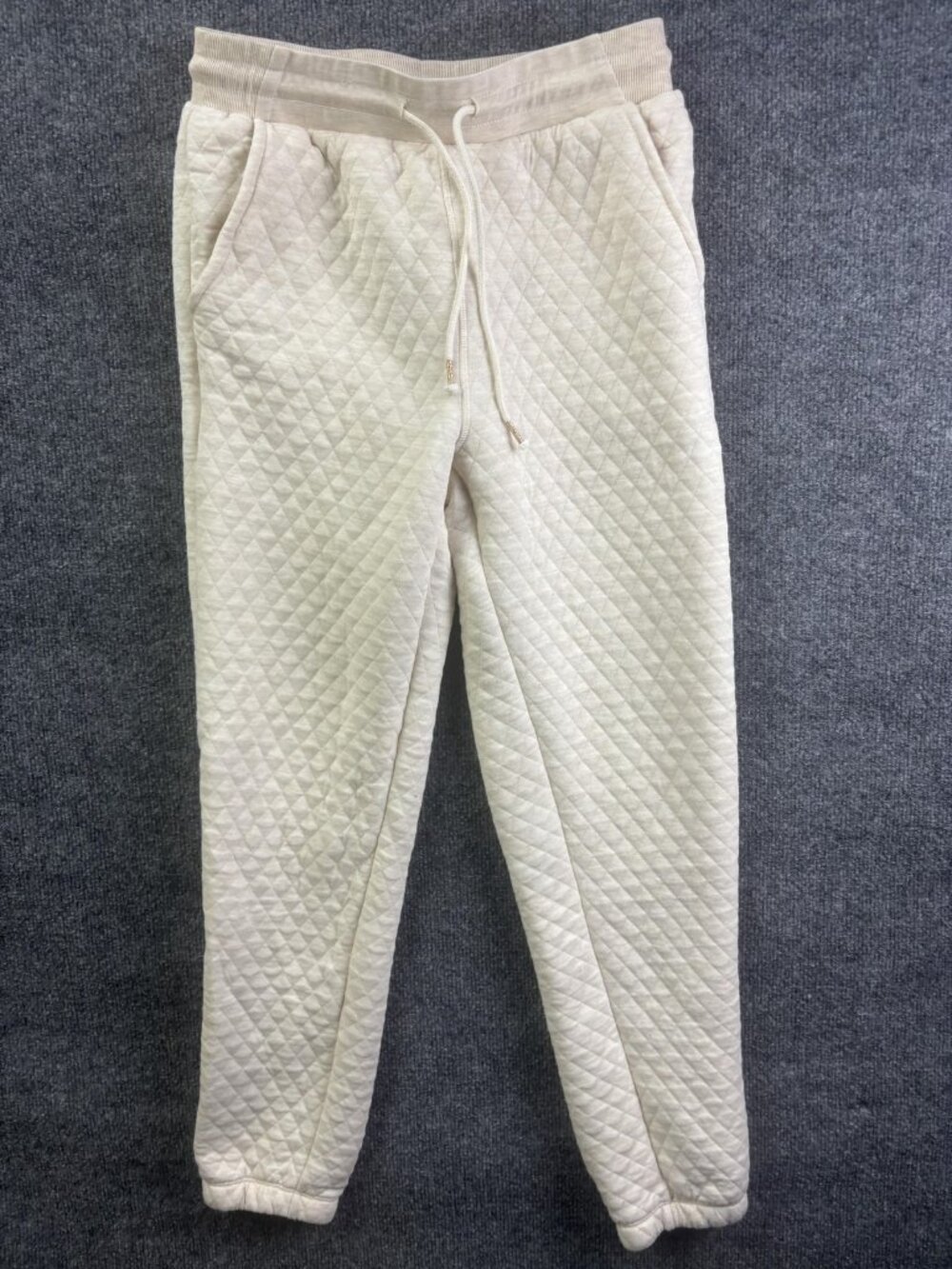 Marine Layer Jogger Pants Womens S White Quilted Knit Elastic Waist Cuffed